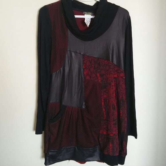 Dolcezza Red and Black Dress /Top M - Picture 10 of 12